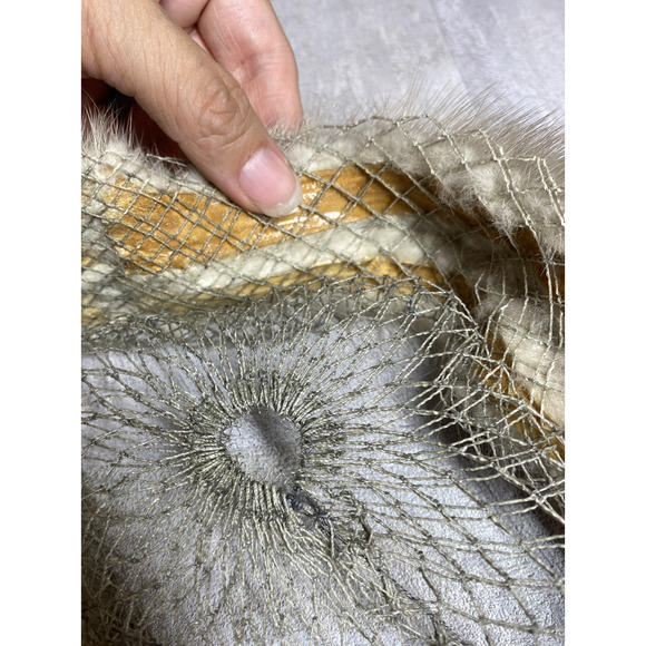 Vintage Mink Fur Hat Cap Fitted Womens Small Net Bow Veil Fascinator 50s 60s main image 9